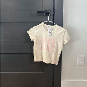 Brandy Melville John Galt Women’s Baby Tee 28 Cream & Pink 1SZ NWT!